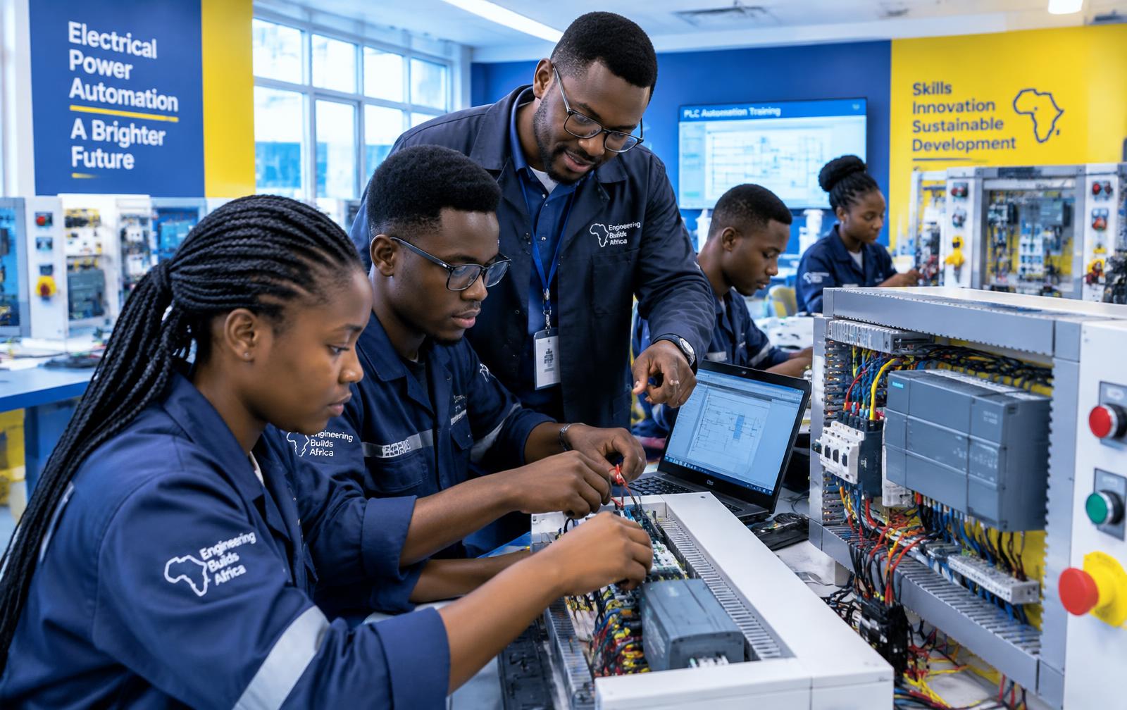 Apprenants GEA en laboratoire d'automatisation électrique